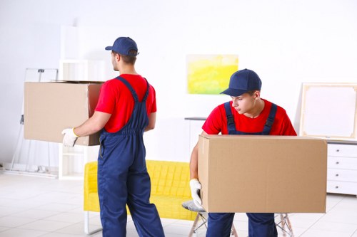 Removal team planning a house move in Barnes with boxes and furniture