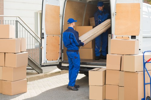 Removal van outside a Barnes residential property ready for loading