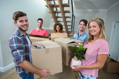 Moving boxes and furniture prepared for a transparent Barnes Movers quote