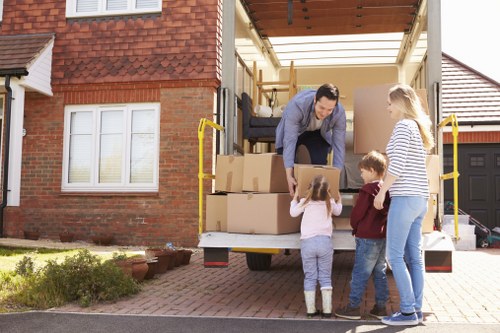 Student removals planning in Barnes with packed boxes and moving supplies