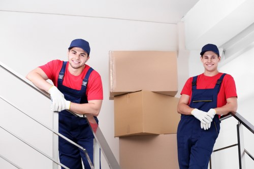 Moving company team preparing items for a careful relocation