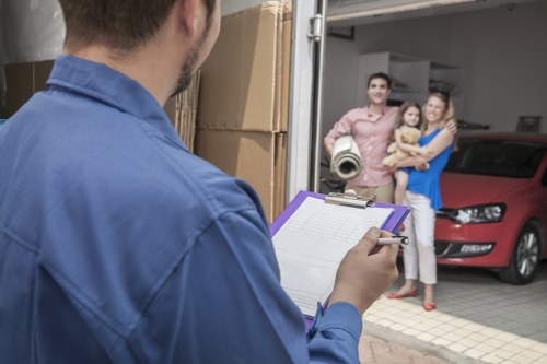 Organized moving supplies and boxed items for Barnes removal services