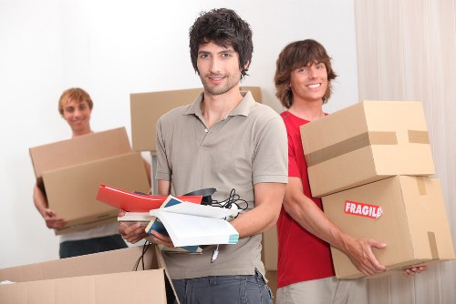 Office furniture and equipment being moved for a Barnes business relocation