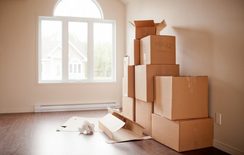 Professional office relocation planning in Barnes with boxes and desks