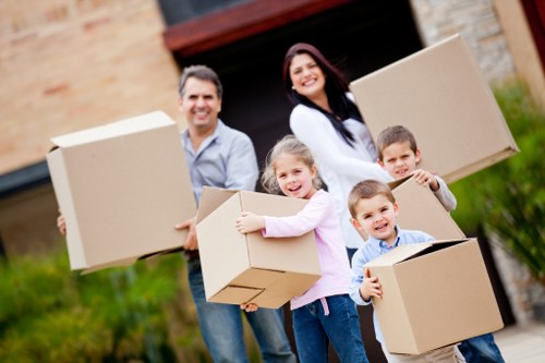 Packed moving boxes ready for a Barnes house relocation