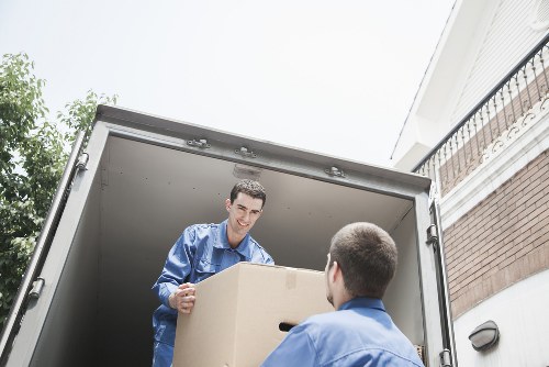 Packed moving boxes and labels prepared for a Barnes home move